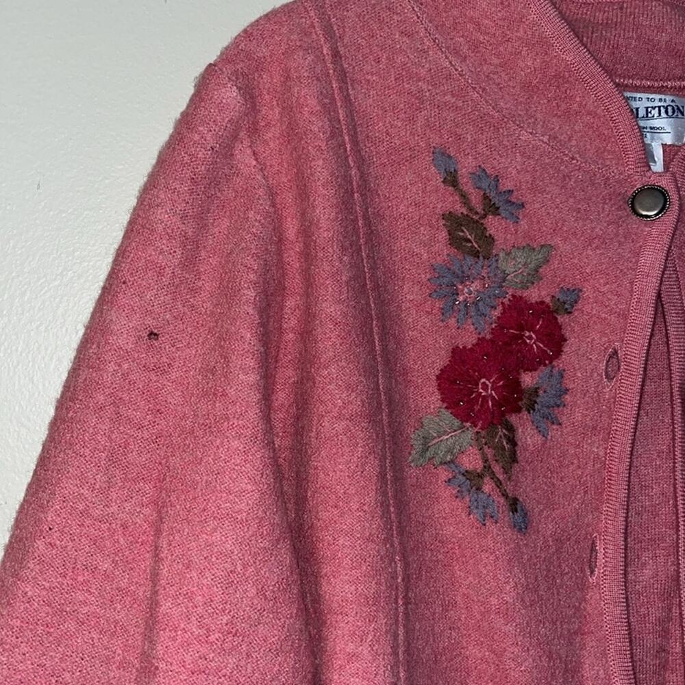 Vtg Pendleton Granny Core Blush Pink Button Cardi… - image 2